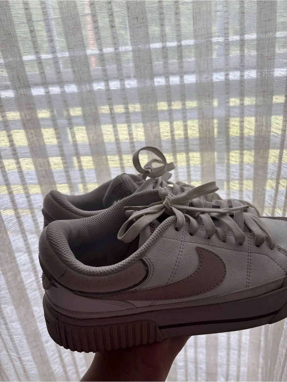 NIKE White and Light blush Sneakers 😊